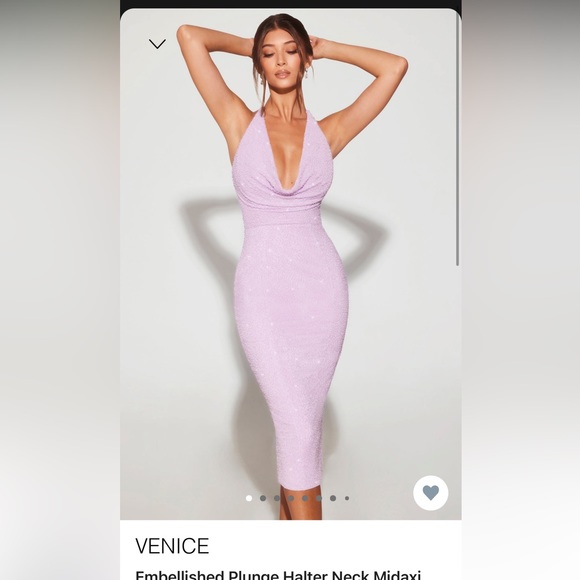 slim fit dress slacks Anaisa Orange Plunge Halter-Neck Midi Dress – Club L London main image 1
